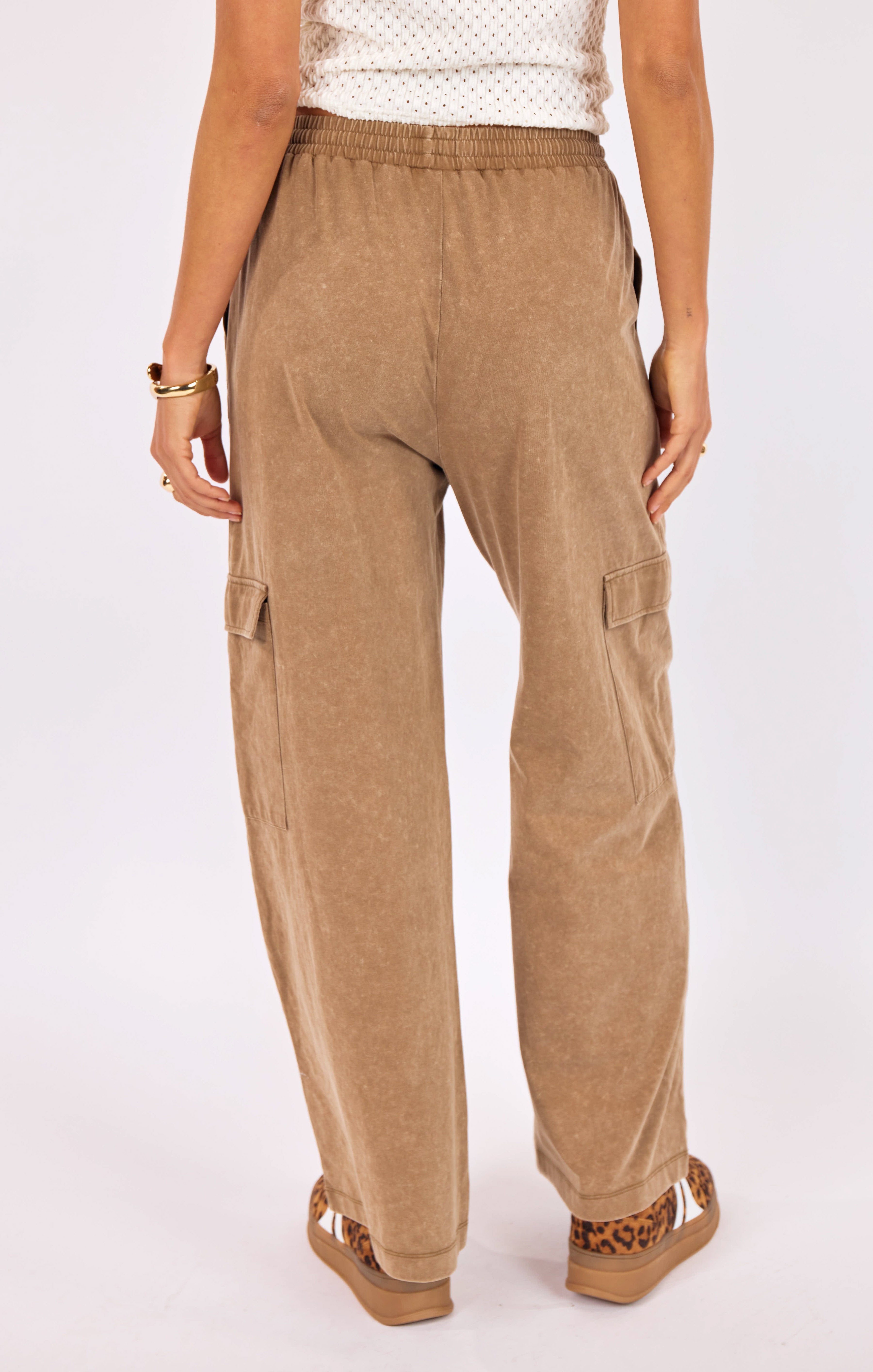 Highline Pull On Pants in Taupe - back crop view