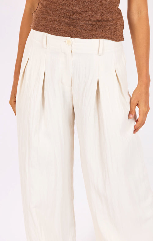 Hustle Pleated Pants in Ivory - detail view