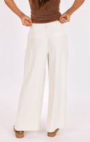 Hustle Pleated Pants in Ivory - back crop view