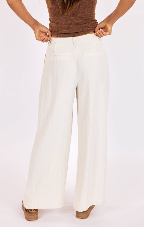 Hustle Pleated Pants in Ivory - back crop view