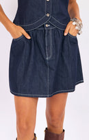 Bodega Denim Mini Skirt in Indigo - detail view