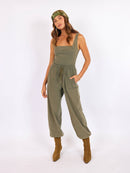 Gila Knit Jumpsuit in Sage - front view