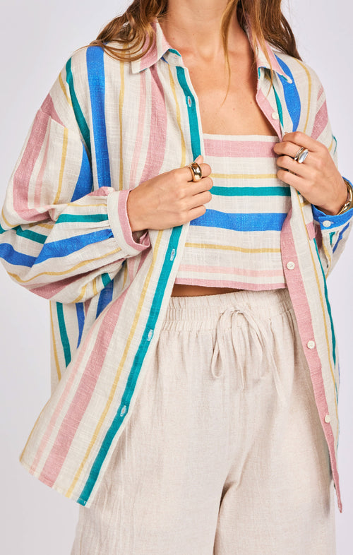 Sail Away Button Up in Multi - detail view