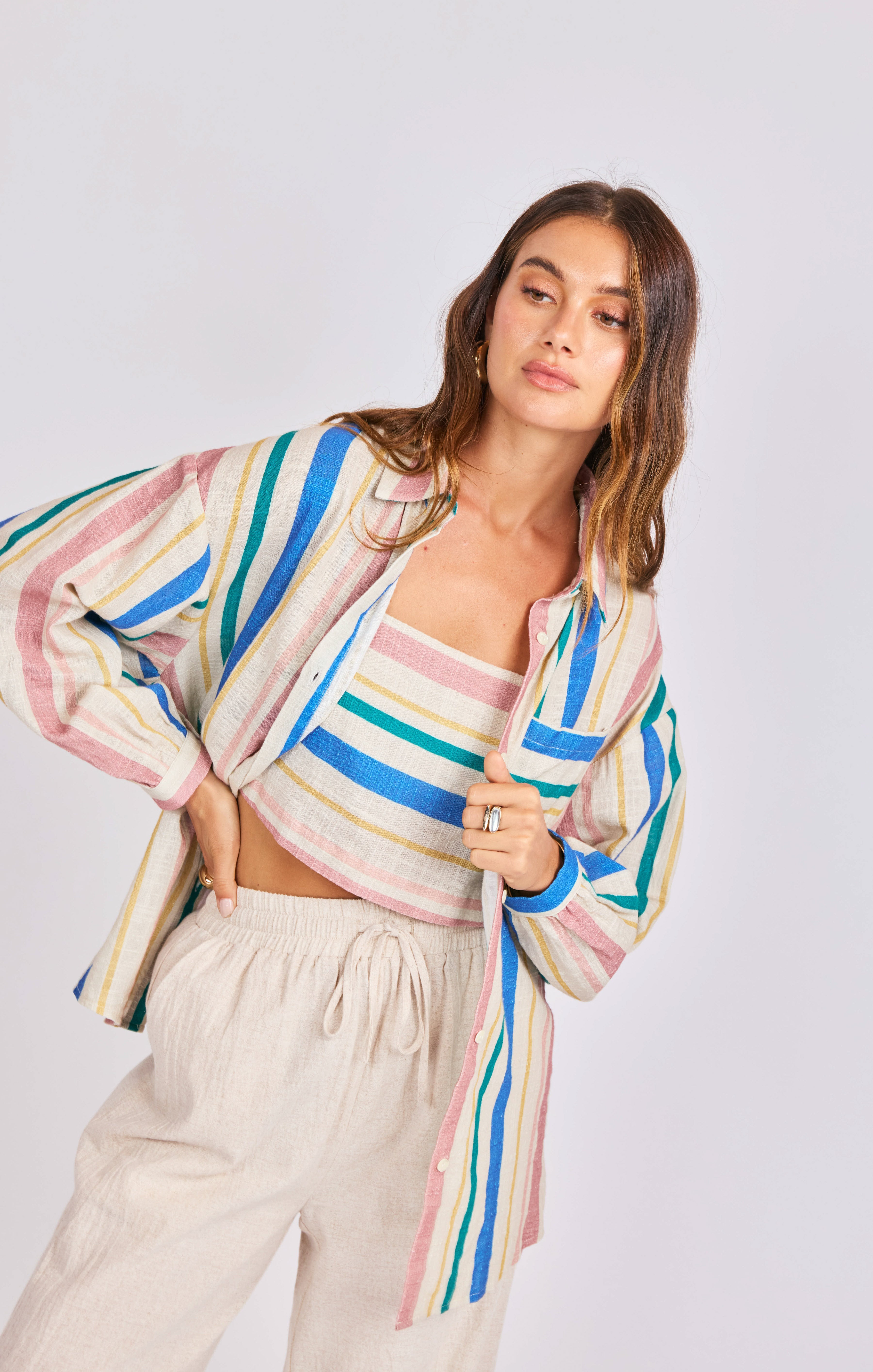 Sail Away Button Up in Multi - mood image
