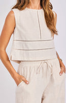 Sandbar Open Back Top in Natural - detail view
