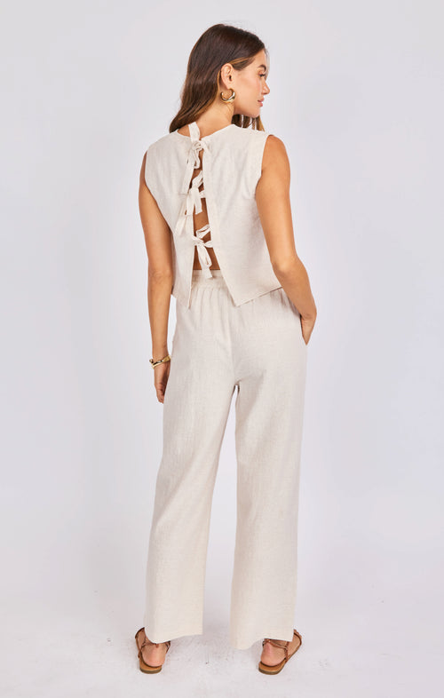 Sandbar Open Back Top in Natural - back view