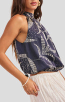 Nautical Nights Top in Navy Oatmeal - detail view