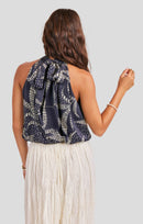 Nautical Nights Top in Navy Oatmeal - back crop view