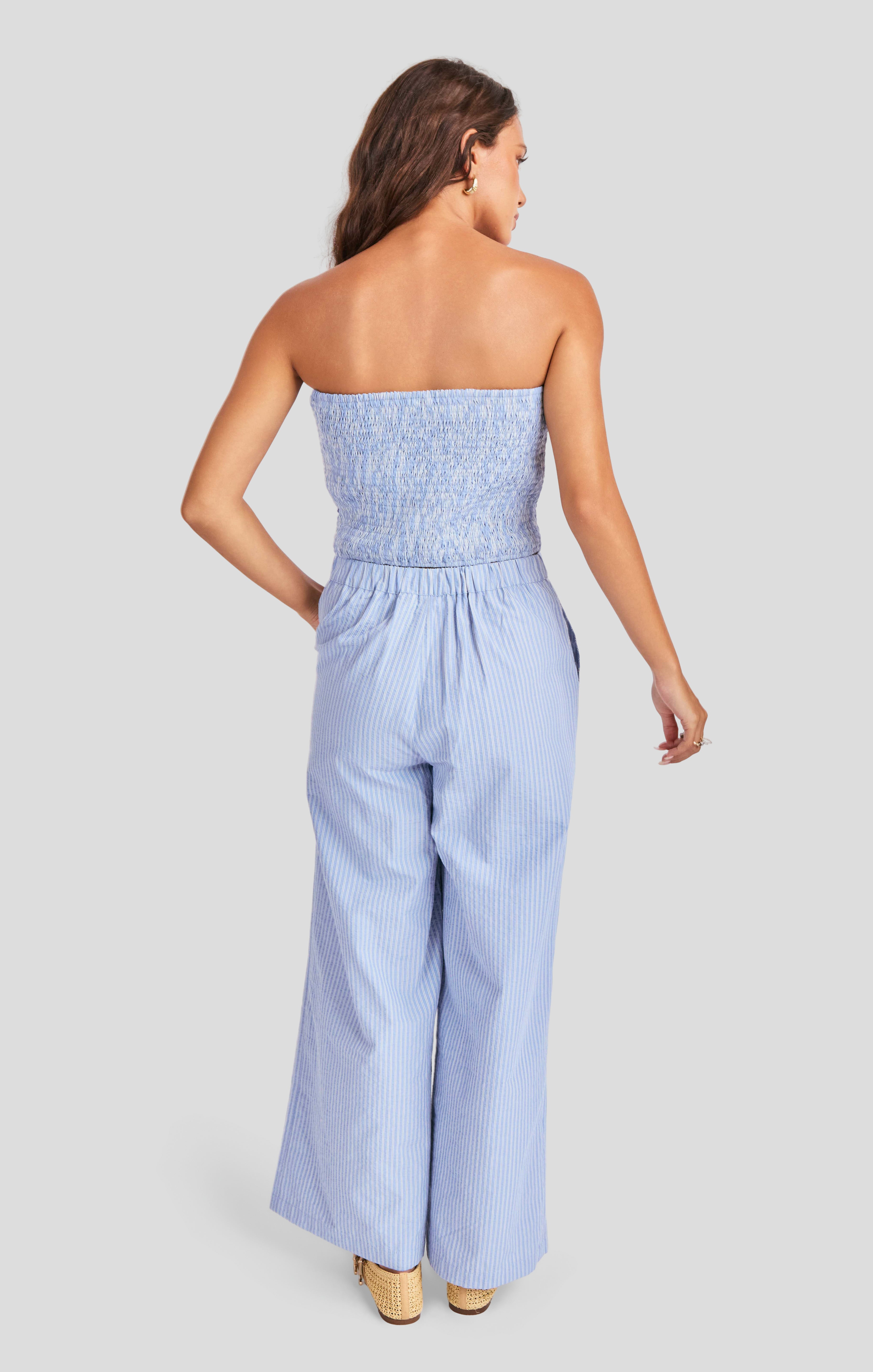 Windows Down Tube Top in Blue Ivory - back view