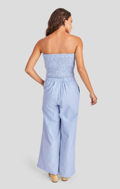 Windows Down Tube Top in Blue Ivory - back view