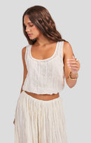 Solstice Bubble Top in Ivory - front crop view