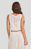 Solstice Bubble Top in Ivory - back crop view