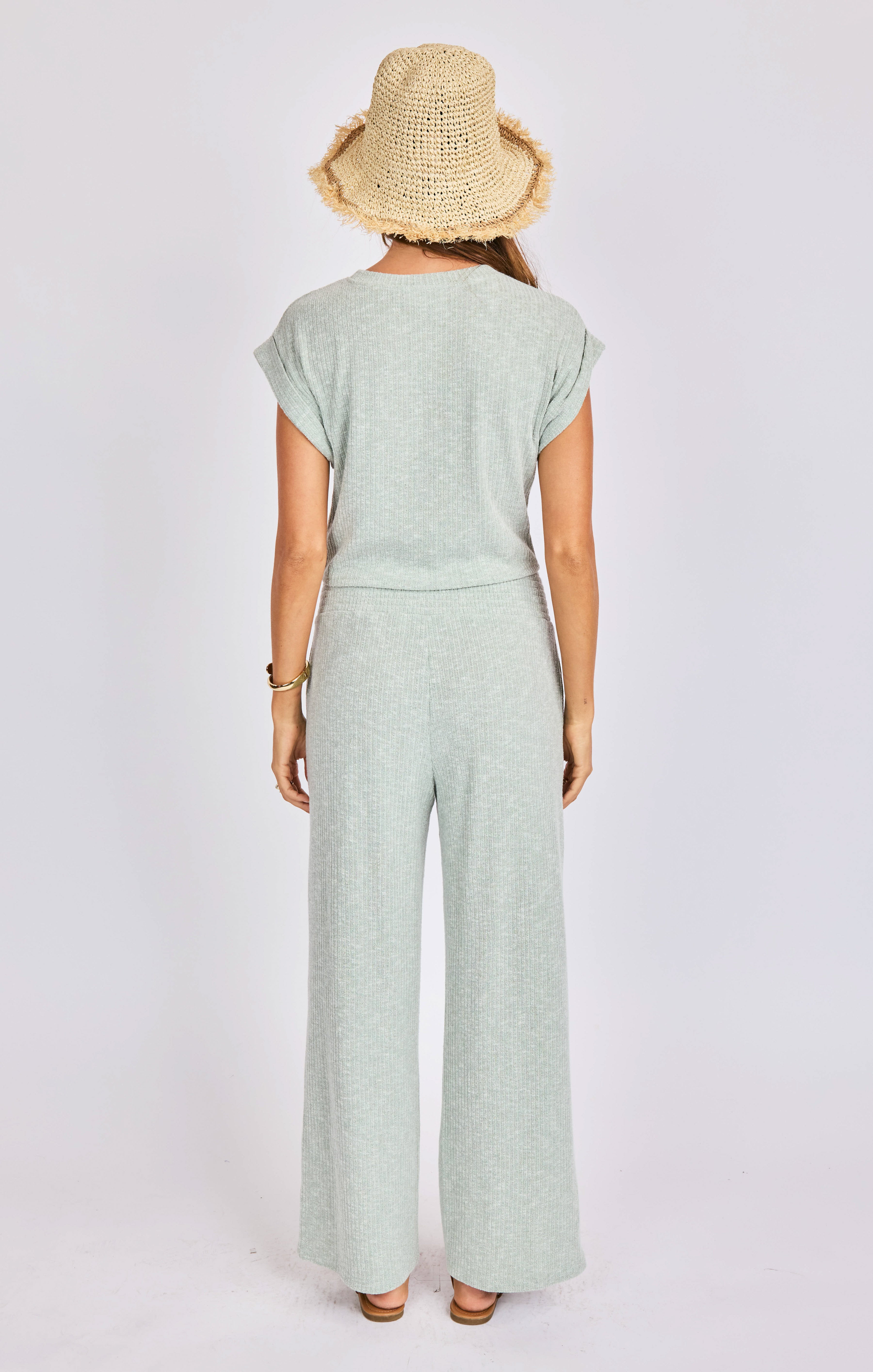 Laguna Ruched Top in Light Sage - back view