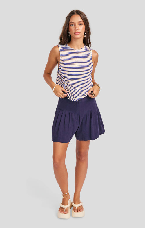 Caspian Knit Top in Blue Multi - front view
