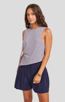 Caspian Knit Top in Blue Multi - front crop view