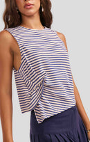 Caspian Knit Top in Blue Multi - detail view