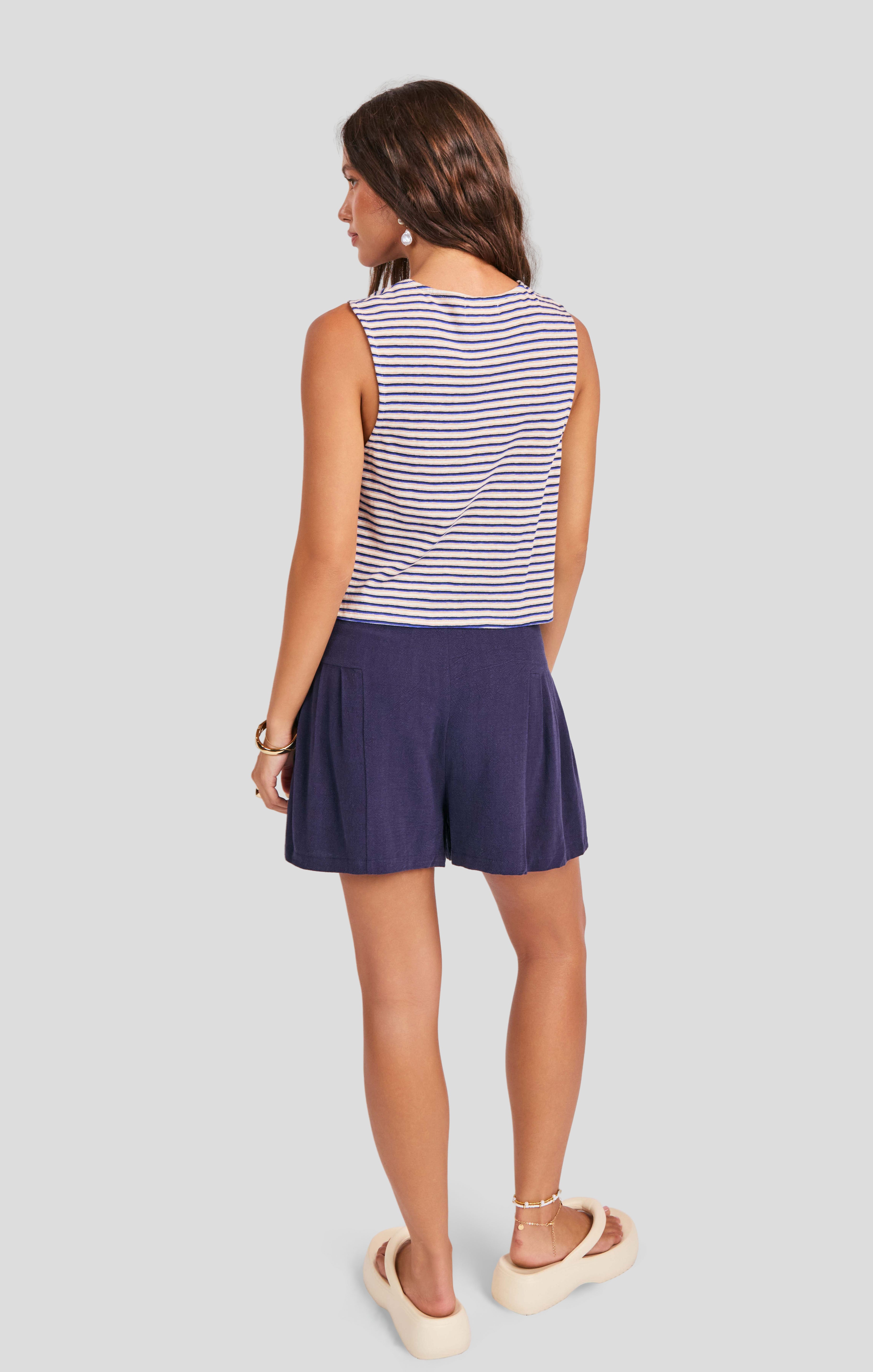Caspian Knit Top in Blue Multi - back view