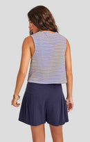Caspian Knit Top in Blue Multi - back crop view