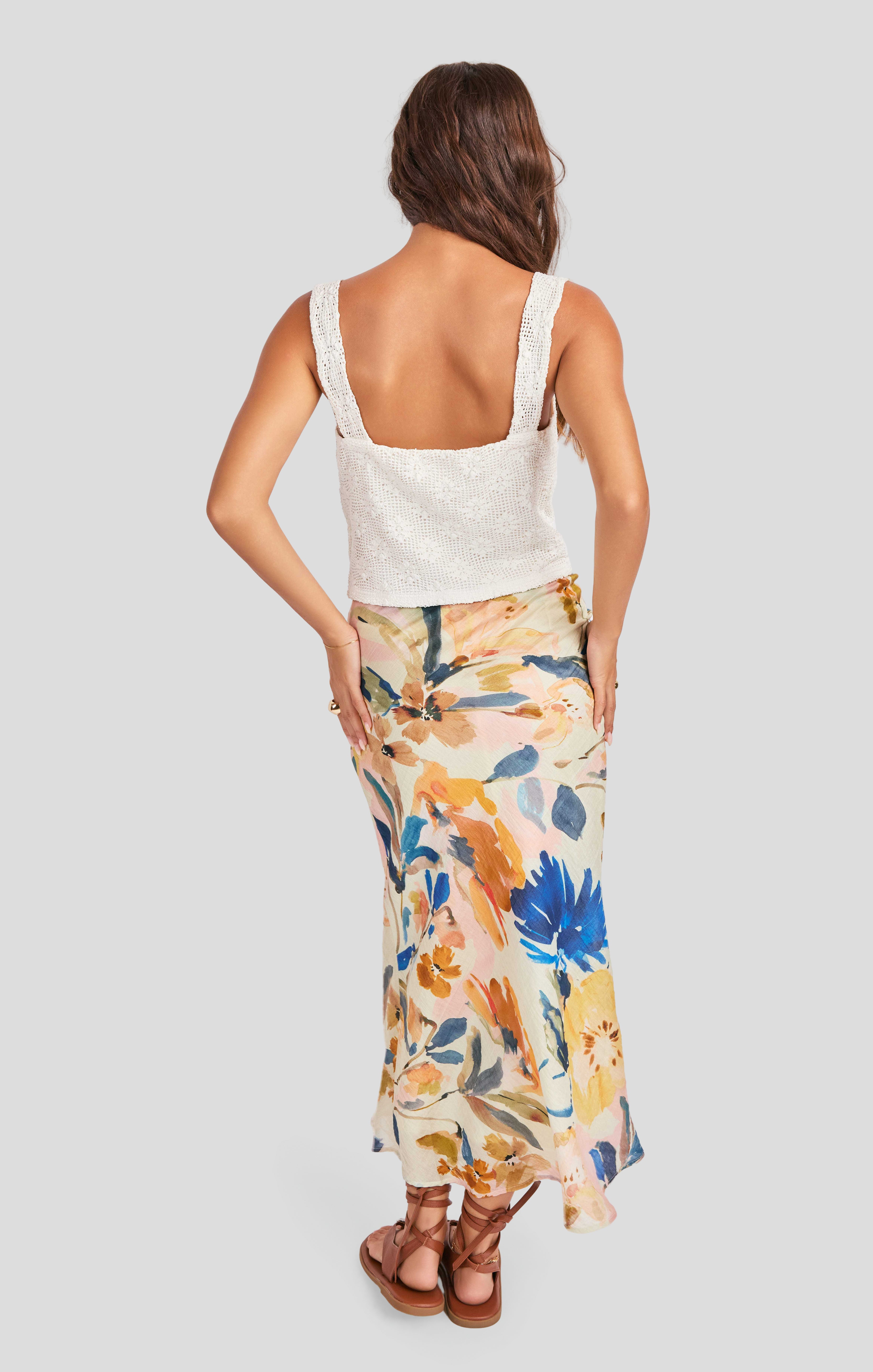 Cordelia Stretch Lace Top in White - back view