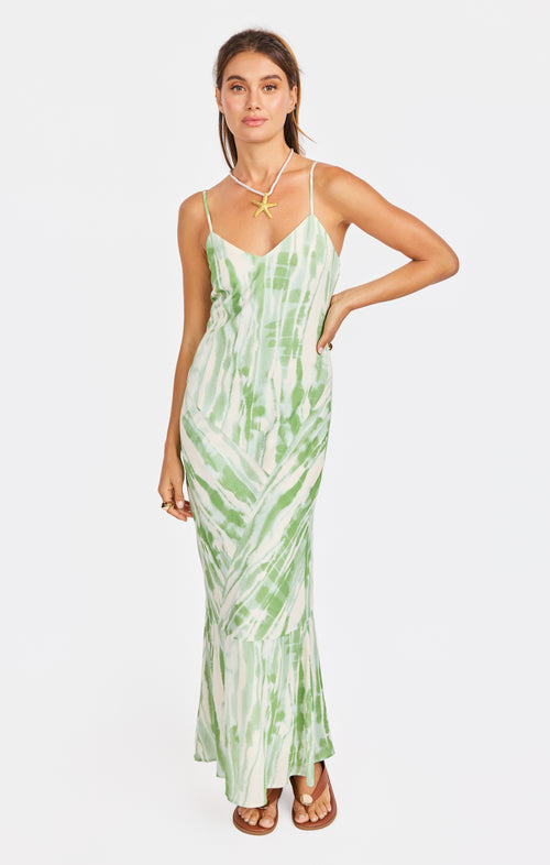 Tropical Storm Slip Dress in Color - front view