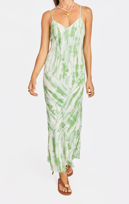 Tropical Storm Slip Dress in Color - front crop view