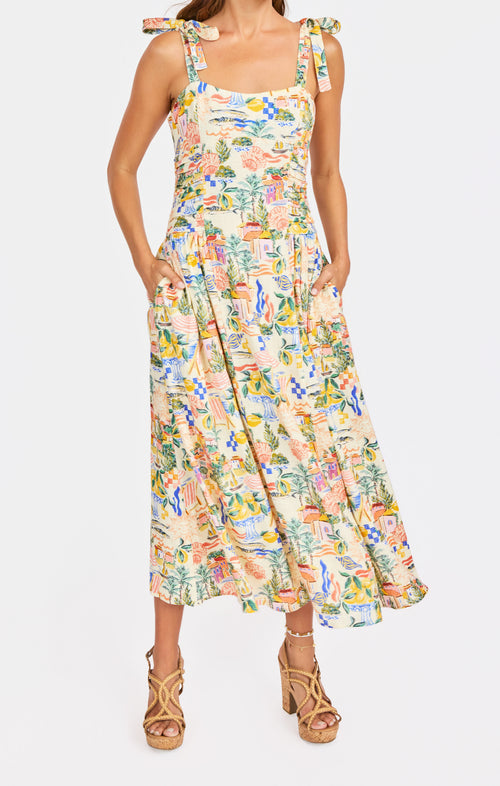 Nostalgic Paradise Dress in Color - front crop view