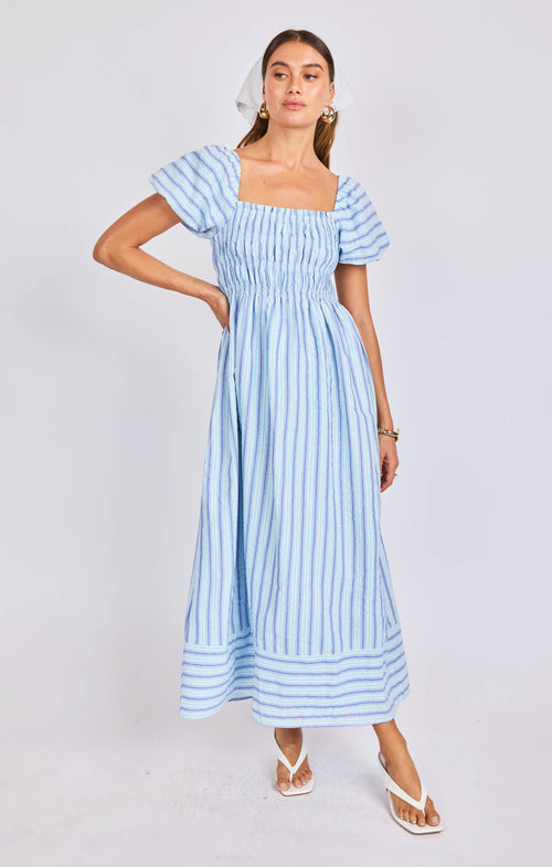 Cape Cod Dress in Blue Multi - front view