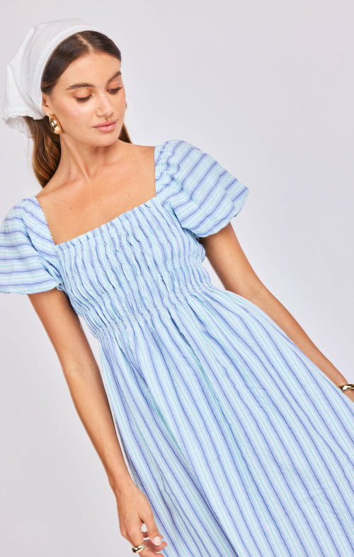 Cape Cod Dress in Blue Multi - detail view