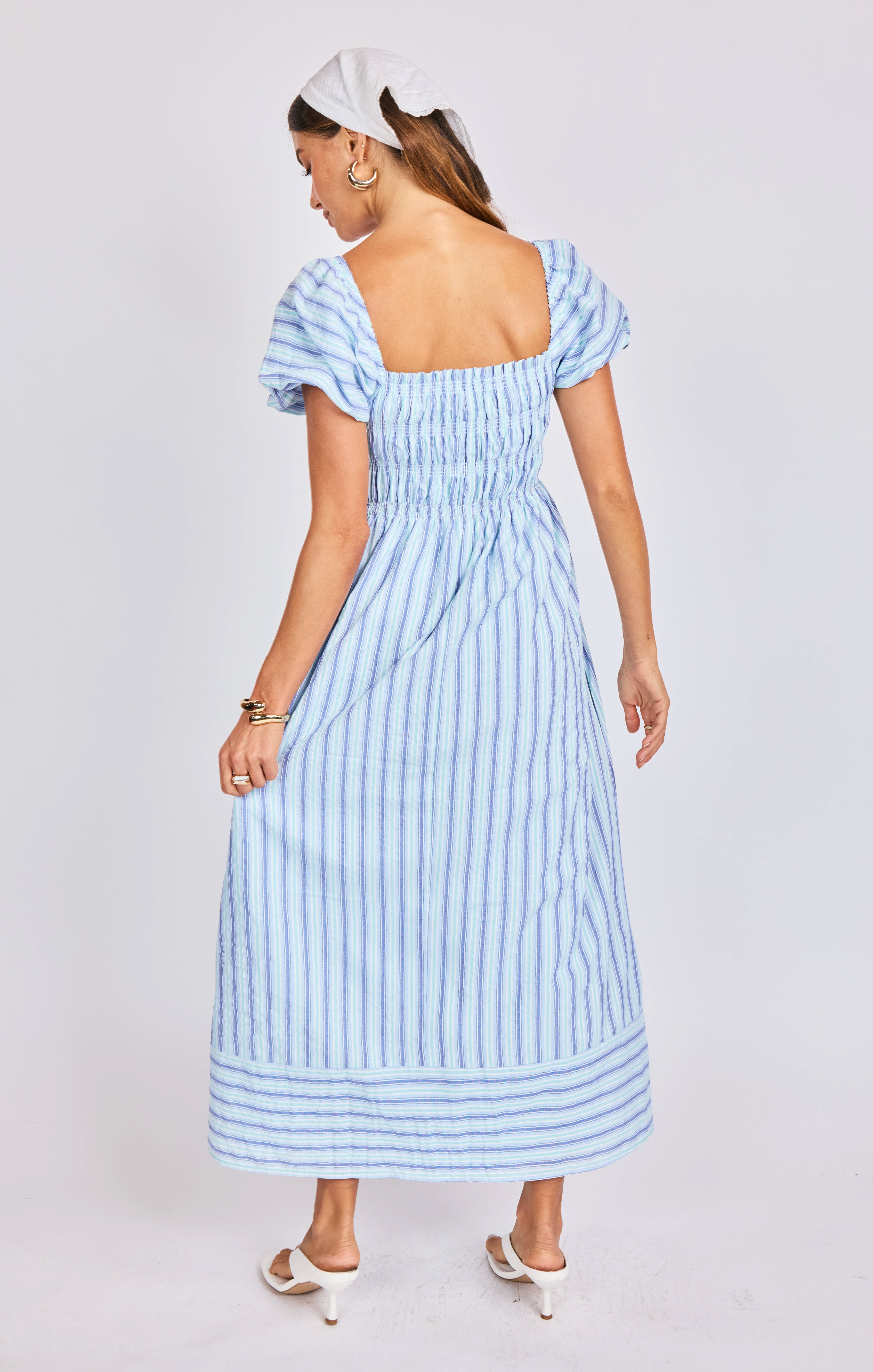 Cape Cod Dress in Blue Multi - back crop view