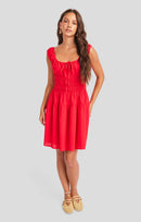 Ariel Mini Dress in Red - front view