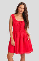 Ariel Mini Dress in Red - front crop view