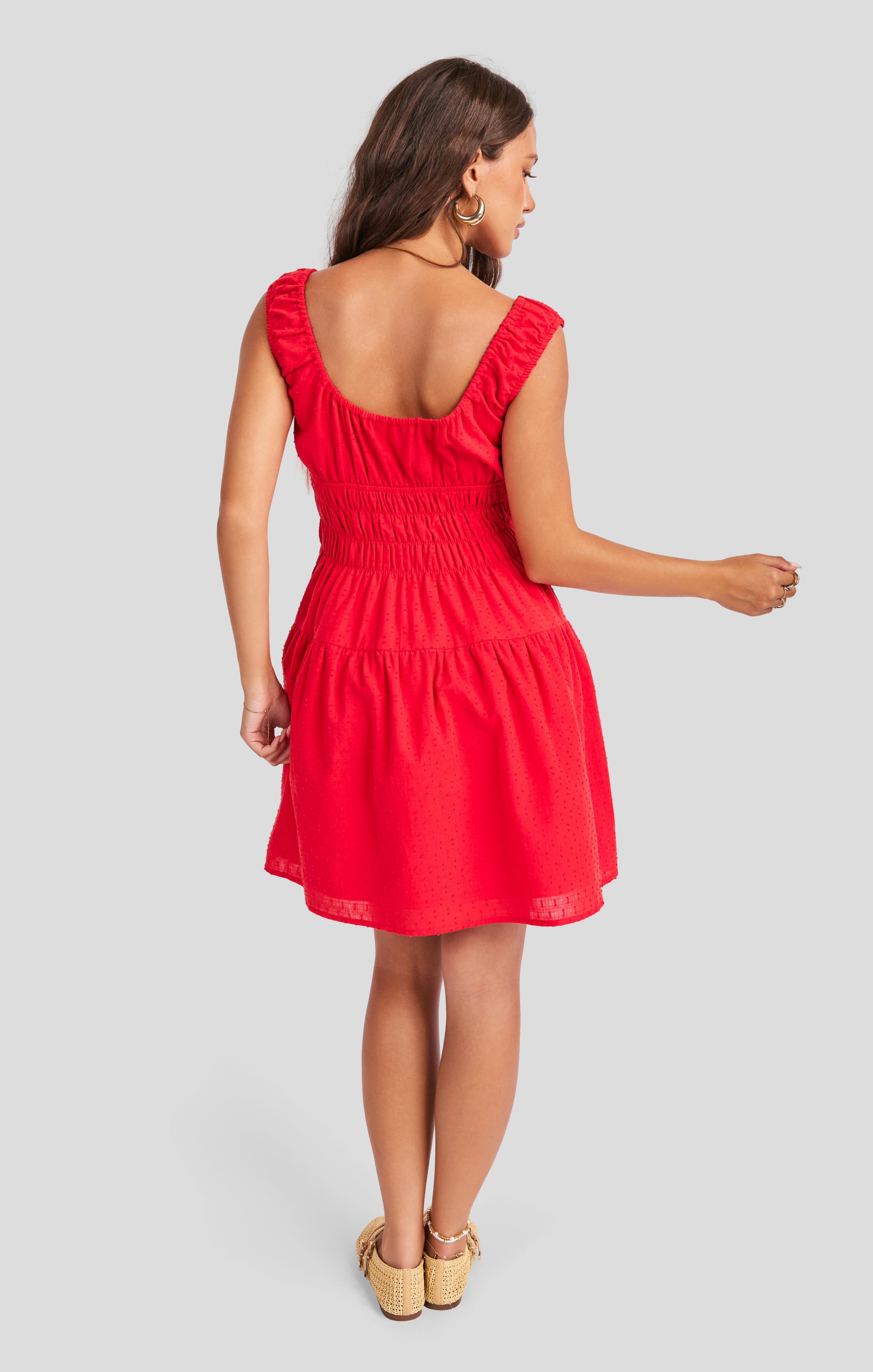 Ariel Mini Dress in Red - back view