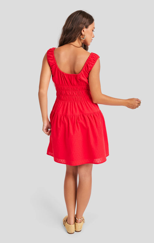 Ariel Mini Dress in Red - back view