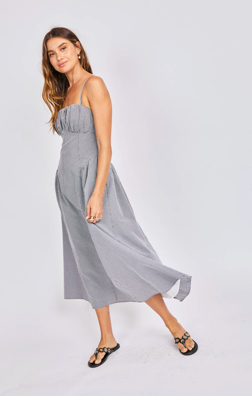 Boardwalk Midi Dress in Black White - mood image