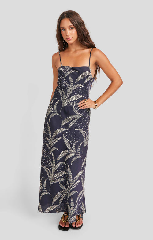 Nautical Nights Dress in Navy Oatmeal - front view