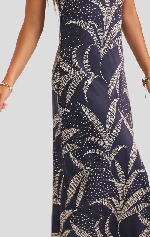 Nautical Nights Dress in Navy Oatmeal - detail view