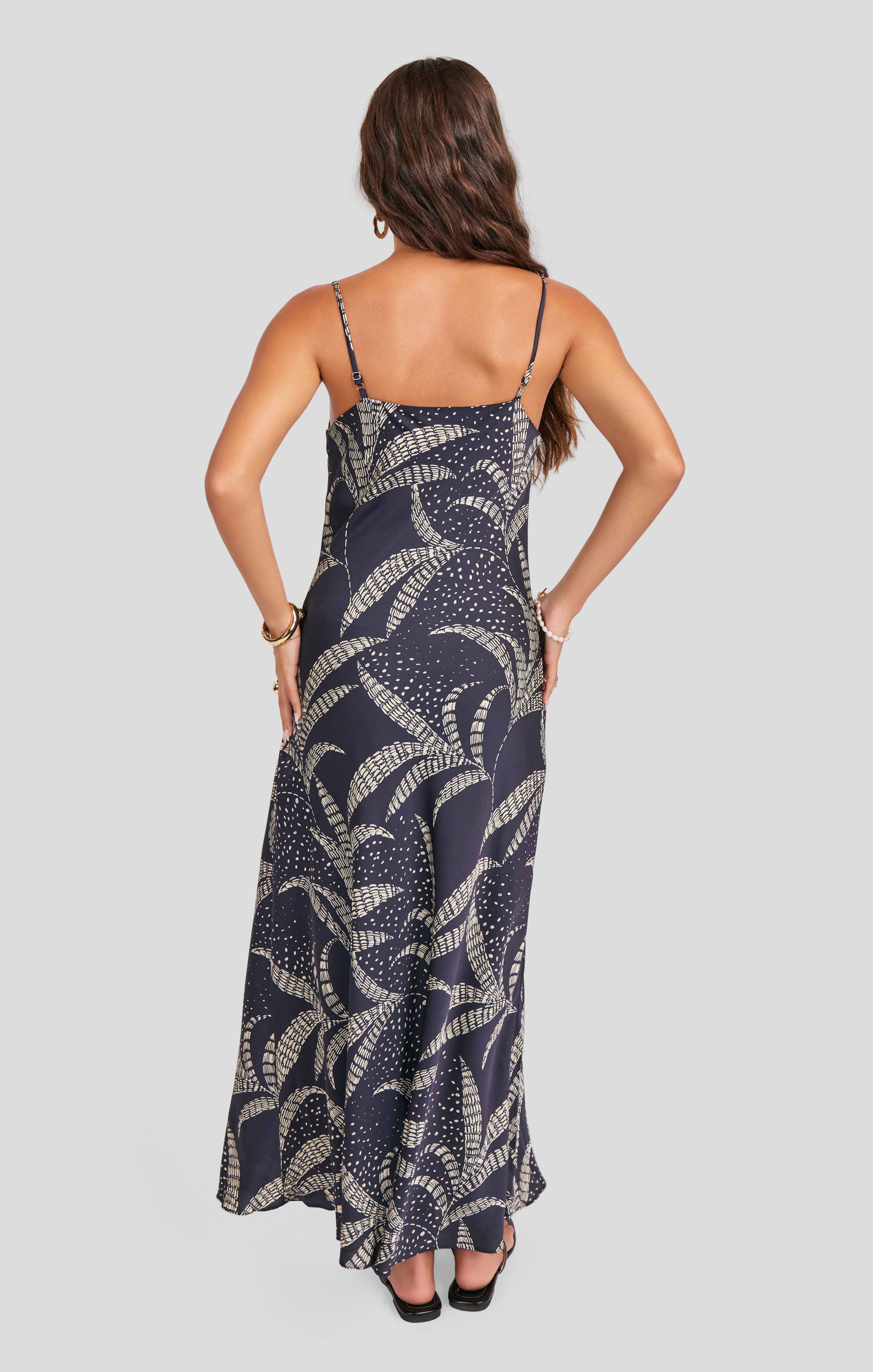 Nautical Nights Dress in Navy Oatmeal - back crop view