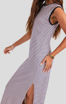 Caspian Knit Dress in Blue Multi - detail view