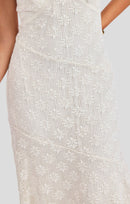 Cordelia Stretch Lace Dress in White - detail view