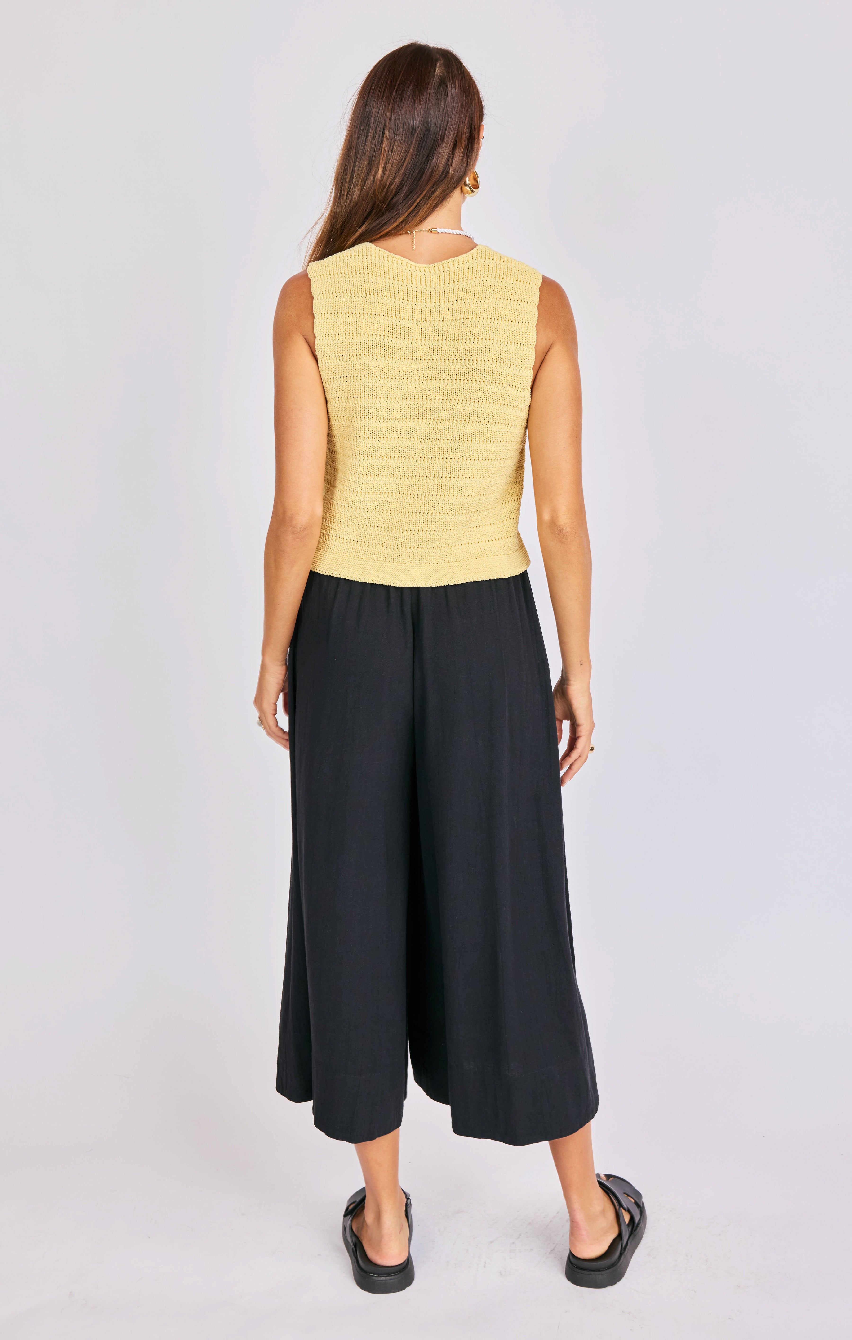 Pineapple Sweater Tank in Lemon - back view