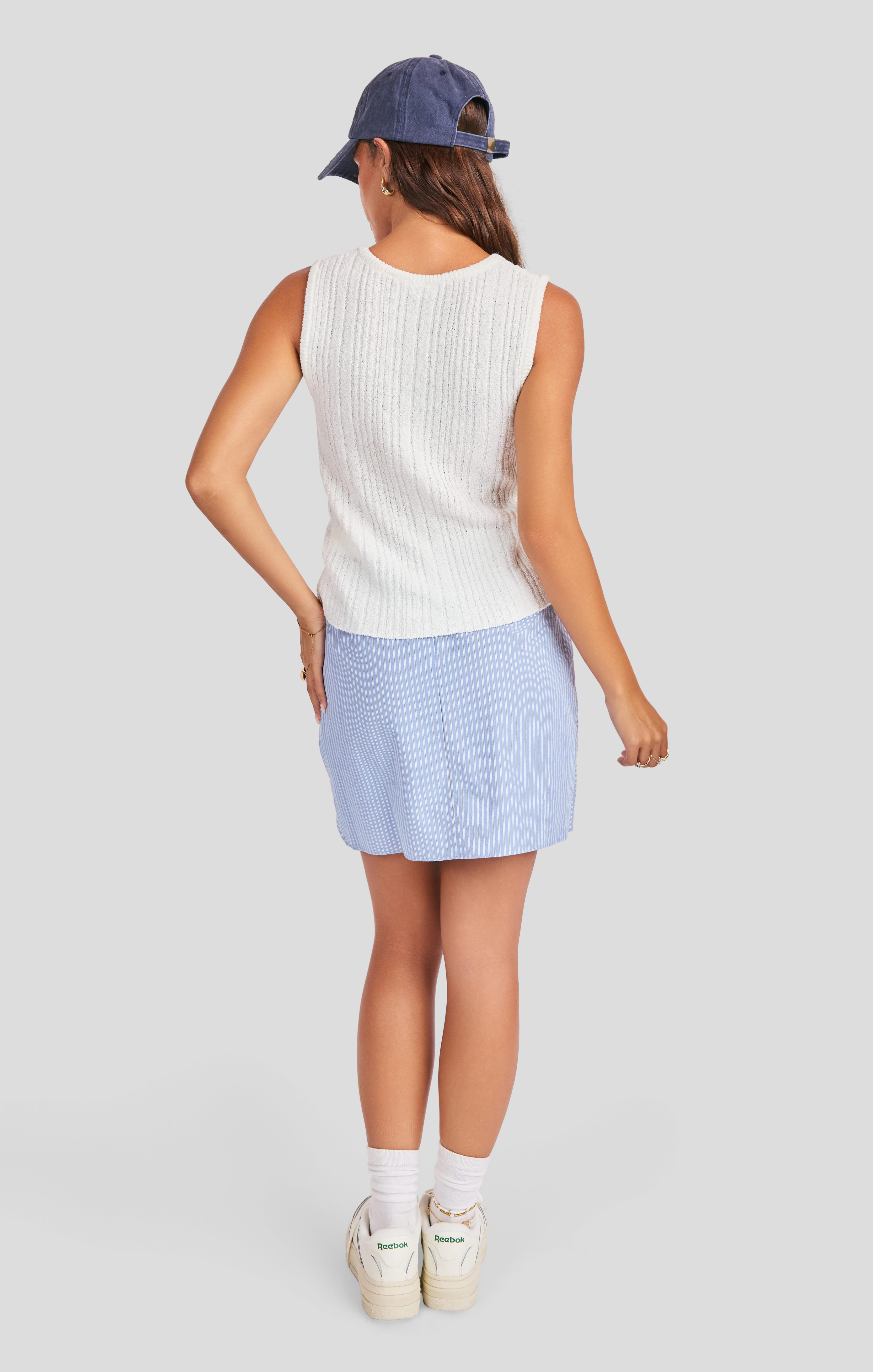 Murphy Tank Cardigan in Ivory - back view