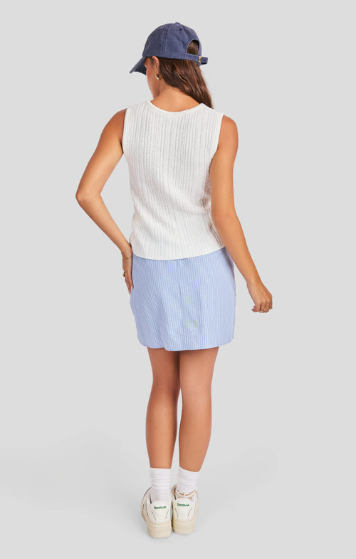 Murphy Tank Cardigan in Ivory - back view