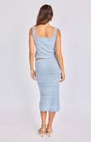 Salty Breeze Tank in Dusty Blue White - back view
