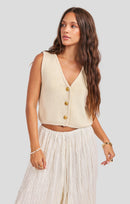 Seven Seas Sweater Vest in Cream - front crop view