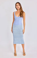 Salty Breeze Skirt in Dusty Blue White - mood image