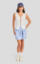 Windows Down Skirt in Blue Ivory - front view