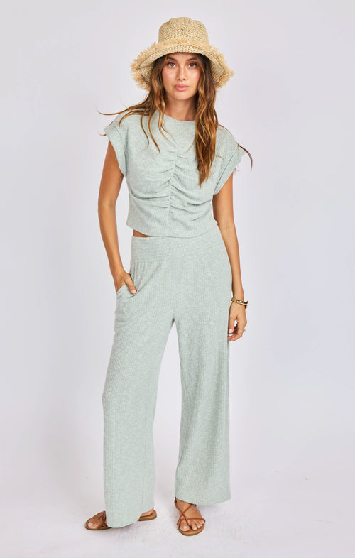 Laguna Knit Pants in Light Sage - front view