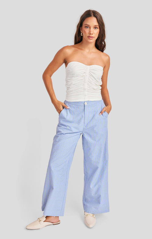 Windows Down Pants in Blue Ivory - front view