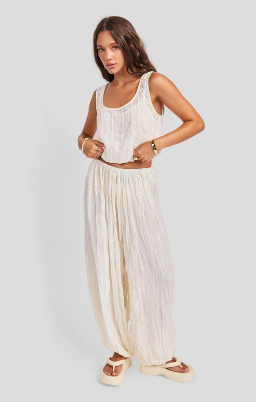 Solstice Harem Pant in Ivory - front view