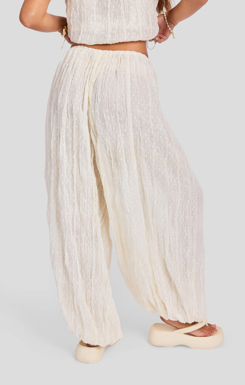 Solstice Harem Pant in Ivory - back crop view